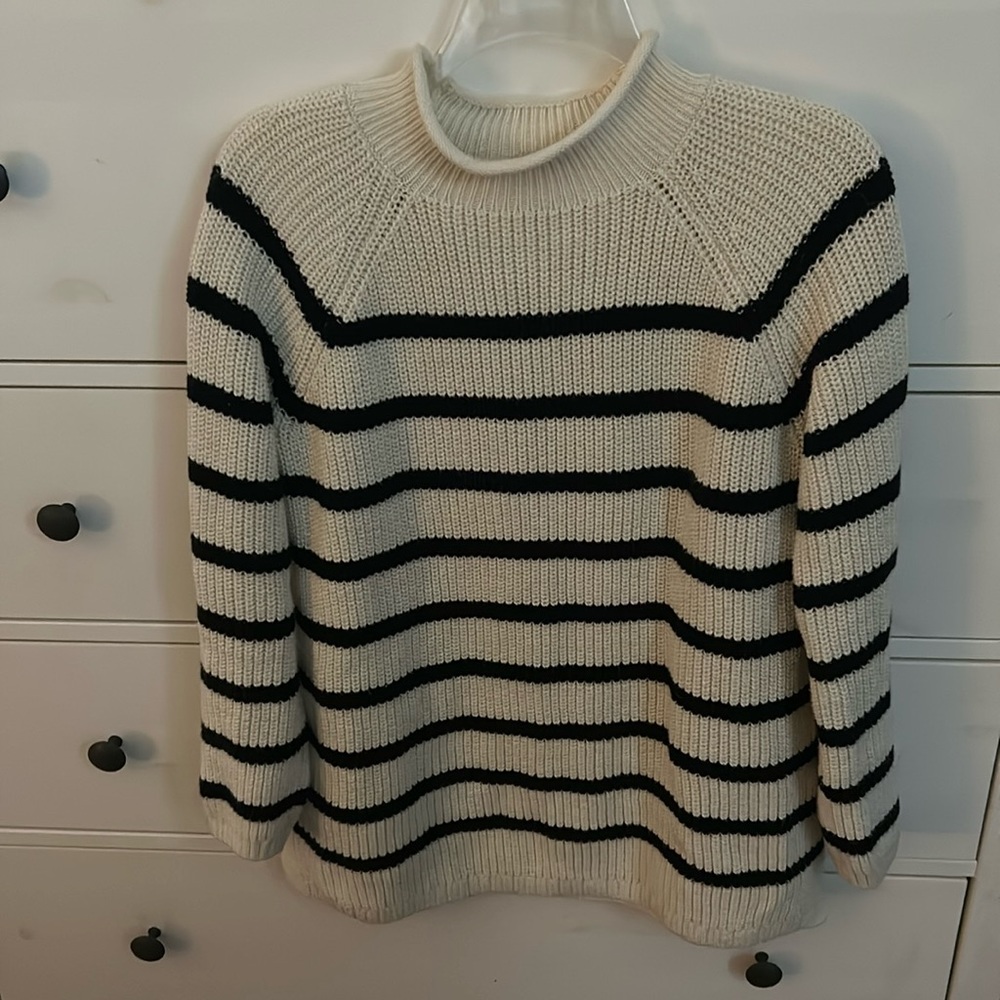 Talbots navy and cream striped sweater